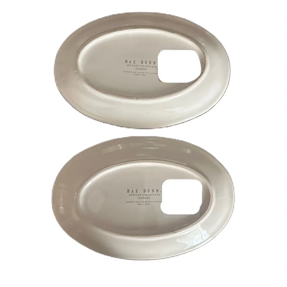 Rae Dunn July 4th Stars Stripes Oval‎ Plates Set of 2 American Patriot Decor